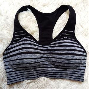 Champion Grey & Black Stripe Sports Bra Sz M